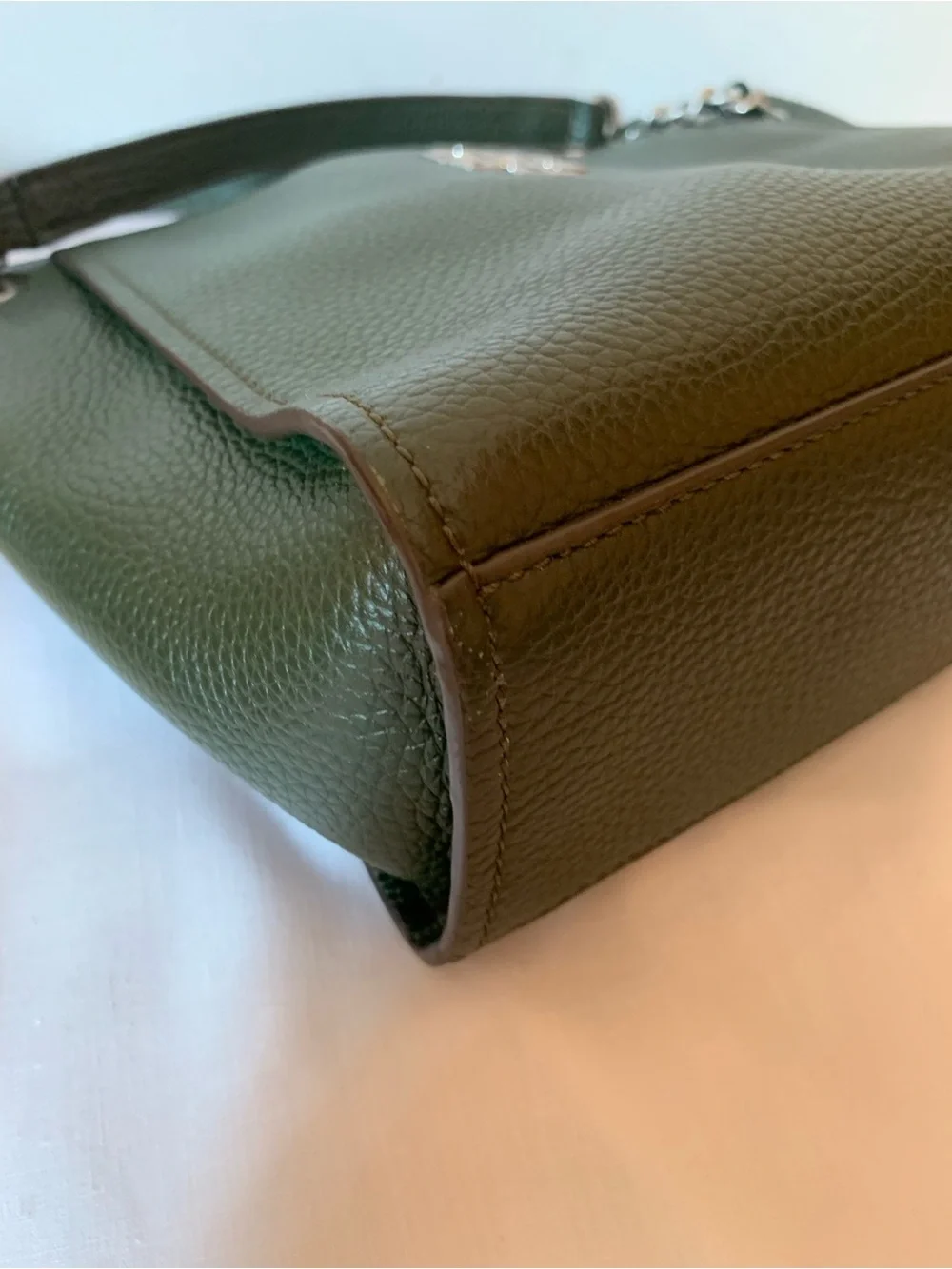 Tory Burch Forest Green Leather Shoulder small Tote